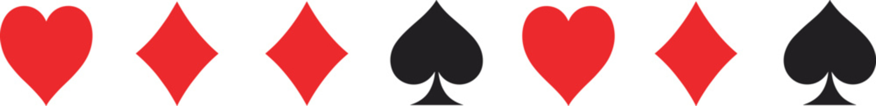 Playing card suit border vector featuring hearts, diamonds, and spades in bold red and black minimalist design elements