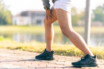 The young man experienced leg pain after exercising, indicating injury and discomfort from sports.