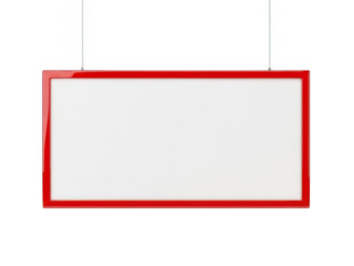 Modern red frame light fixture isolated on transparent background