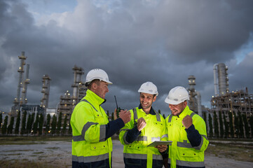 Refinery industry, engineer working in industrial production, oil and gas refinery plant industry factory, Petrochemical plant