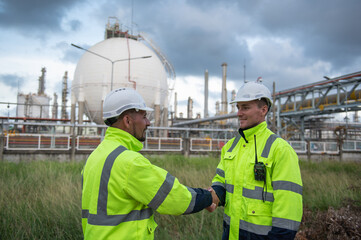 Refinery industry, engineer working in industrial production, oil and gas refinery plant industry factory, Petrochemical plant