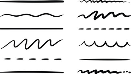 Obraz premium Handwritten Divider Line SetSimple Doodle Border Lines