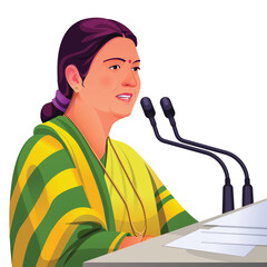 Indian Woman Giving Speech, Indian Woman Public Speaking, Indian Businesswoman Giving Speech