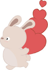 cute rabbit holding red heart