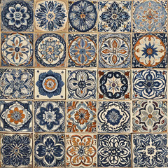 Mediterrane Fliesen Textur mit blauen Mustern