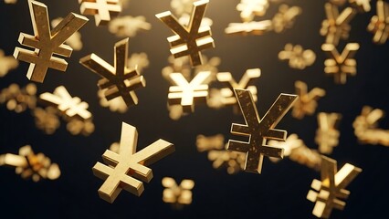 Golden currency symbols floating upwards globally.