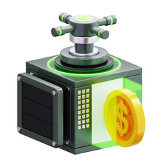 3D Safe with Dollar Coin Illustration