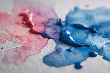 Colorful paint blobs spread across a textured surface showcasing blending and contrast in art