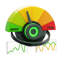 3D Fear and Greed Index Indicator Illustration
