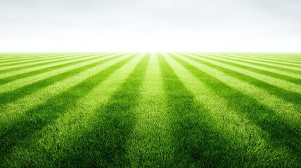 Perfectly Striped Green Grass Field Background with Horizon, Ideal for Sports, Recreation, or Agriculture Concepts