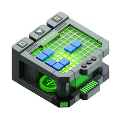 3D Futuristic Cryptocurrency Building Illustration