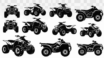 Collection of ATV Quad Bike Silhouettes Vector Illustration. © holik