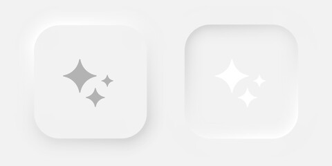 A set of white square buttons with an artificial intelligence sign. Buttons in the neumorphic style. Vector graphics EPS 10.