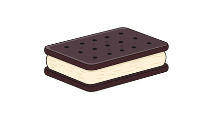 A delightful vector illustration of a classic chocolate and vanilla ice cream sandwich, a perfect sweet treat for summer cravings and dessert menus.