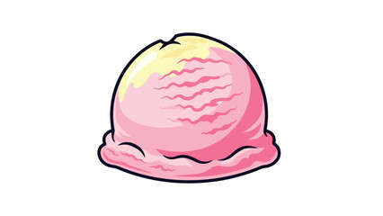 A charmingly rendered, deliciously vibrant scoop of strawberry-pink frozen delight, exhibiting a smooth, inviting texture and a playful, appetizing