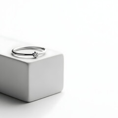Diamond Ring on White Jewelry Box.