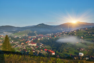 Mountain Village View Tall Spruce