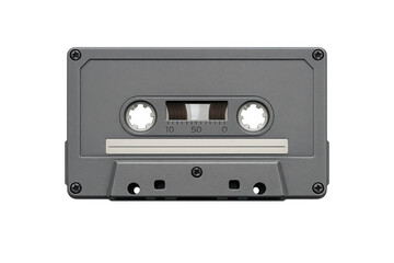 Obraz premium Audio cassette tape representing retro recording technology and vintage music format from the 80s and 90s, transparent background