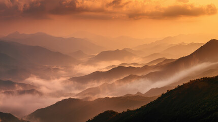 Breathtaking sunset over majestic mountains nature landscape serene environment aesthetic viewpoint