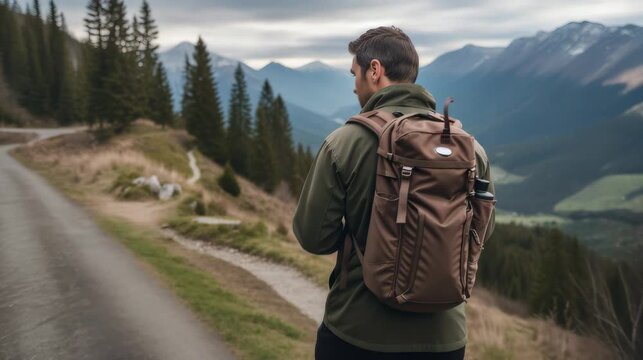 A man navigating trails and landmarks while hunting for geocaches  