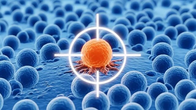 Targeting cancer cell for the concept of medical research.