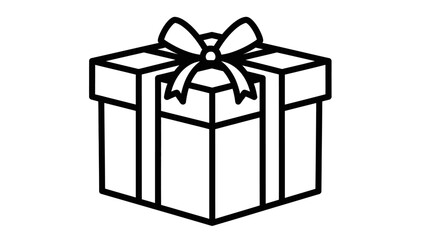 Obraz premium Bold Line Art Gift Box Icon - Present Symbol