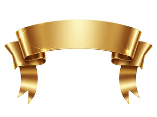 Golden ribbon banner isolated on transparent background