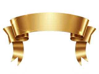 Golden ribbon banner isolated on transparent background