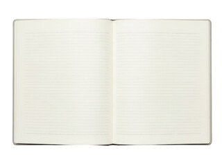 Open blank notebook isolated on transparent background