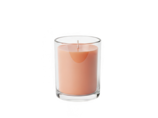 Single candle in glass holder isolated on transparent background