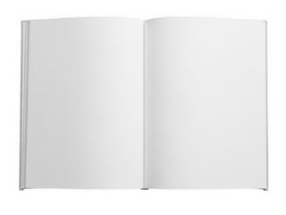 Open book with blank pages isolated on transparent background