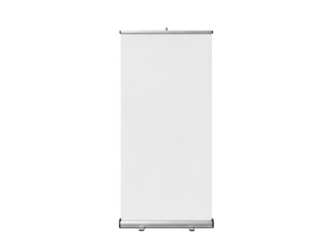 Blank roll up banner stand isolated on transparent background - Powered by Adobe
