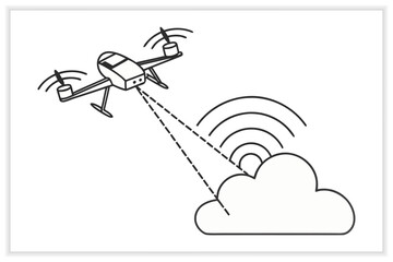 Drone Vector Illustration Set UAV, Aerial Technology, Quadcopter, Remote Control Drone