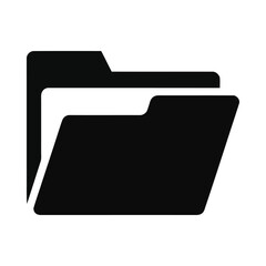 Simple black and white icon depicting an open folder with two sections