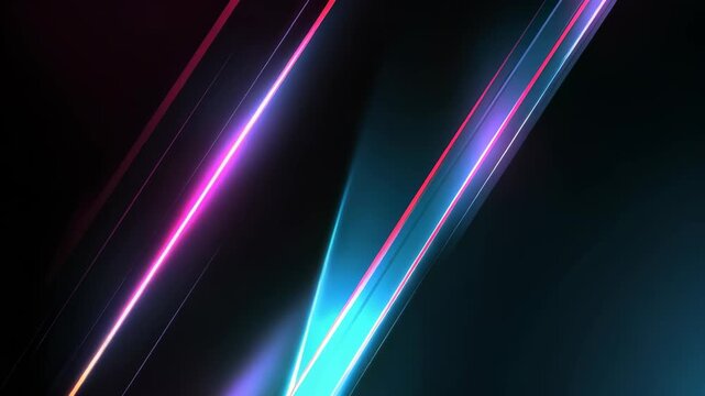 Colorful neon beams intersect on a dark backdrop, forming a sleek and energetic abstract design. The glowing lines evoke a sense of technology, innovation, and vibrant motion