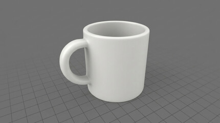Simple White Ceramic Mug With A Handle On A Grid Surface object