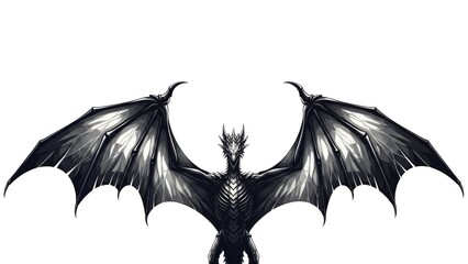 Dragon with outstretched wings, fantasy art