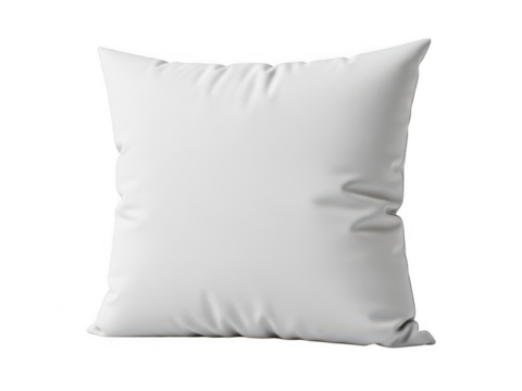 Simple white pillow on white background isolated on transparent background - Powered by Adobe