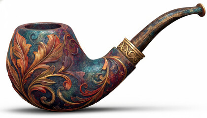 Vintage decorative ornate smoking pipe isolated