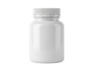 Empty white plastic bottle with cap isolated on transparent background