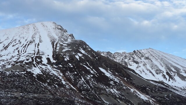 Picture of Snowy Norwegian Moutain Top in Winter Landscape Peak Covered in Snow Nature Environment Horizontal Photo