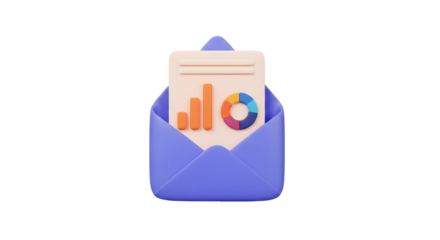 Title: 3D Email & Chart Icon — Marketing & Reporting
