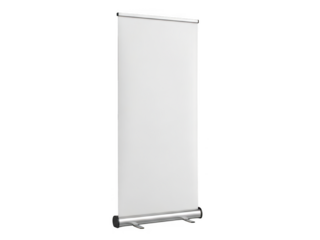 Blank roll up banner stand isolated on transparent background