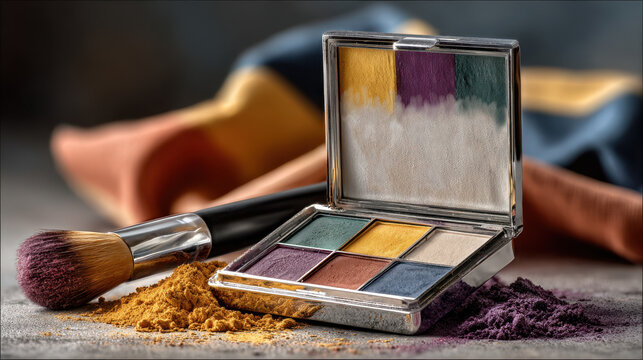 Vibrant jester face paint palette on makeup table with open case and bold colors