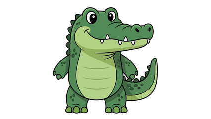 Obraz premium Friendly Green Crocodile Vector Illustration Standing Mascot Character