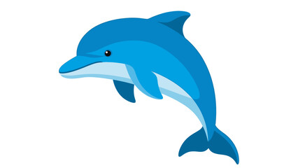 Obraz premium Blue Dolphin Jumping Isolated Vector Illustration on White Background
