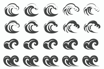 Fototapeta premium Stylized Water Wave Symbols Icon Pack