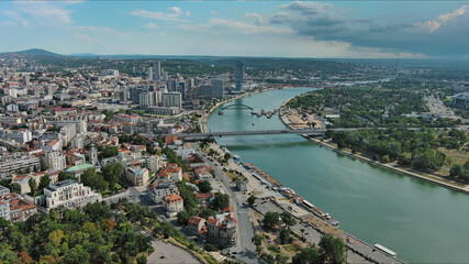 Fototapeta premium Belgrade city and bridges over Sava river