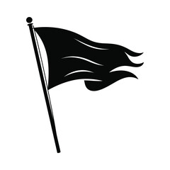 A black flag waving in the wind a simple monochrome illustration