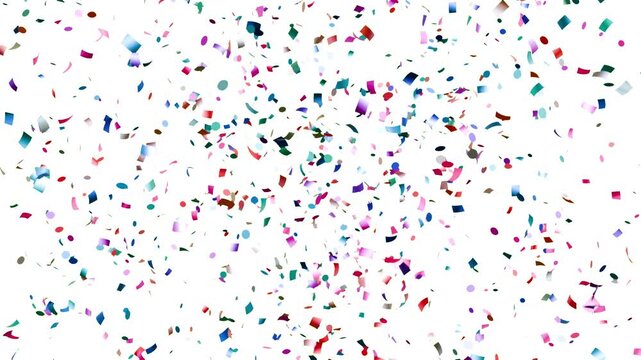 confetti rain effect overlay green screen alpha channel. Confetti Party Popper Explosion Animation. Slow motion Falling confetti Particles animation. multicolor gold confetti isolated transparent bg.